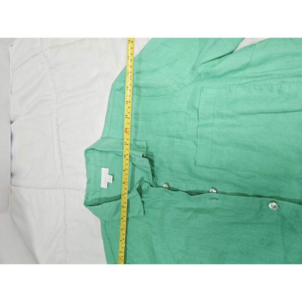 J. Jill shirt Dress S Love Linen Green longline lagenlook Ocean Love Coastal - Picture 4 of 8